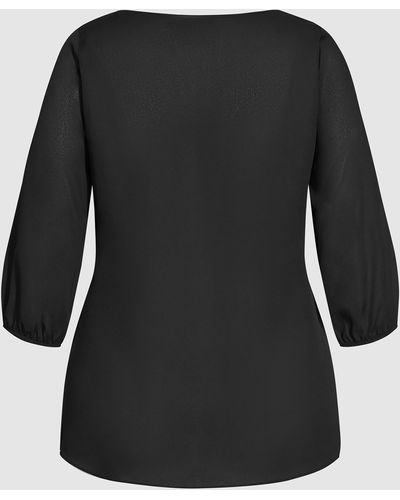 City Chic Sexy Fling Elbow Sleeve Top - Black