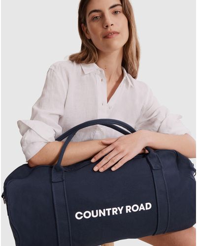 Country Road Zip Canvas Logo Tote - Blue