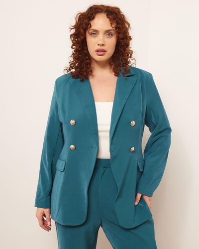 Atmos&Here Curvy Beckett Double Breasted Blazer - Blue