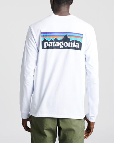 Patagonia Long Sleeve P 6 Logo Responsibili Tee® - White