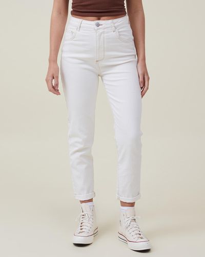 Cotton On Stretch Mom Jeans - White