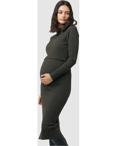 Ripe Maternity Nella Rib Nursing Knit Dress - Multicolour