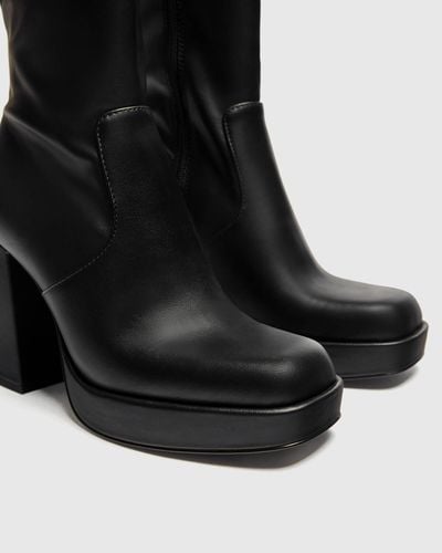 Pull&Bear Stretch Heeled Ankle Boots - Black