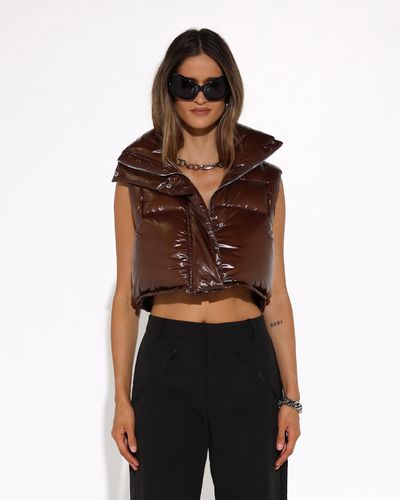BY.DYLN Shae Cropped Vest - Brown