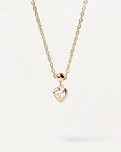 Pdpaola Charm Necklace Mini Heart Charm - White