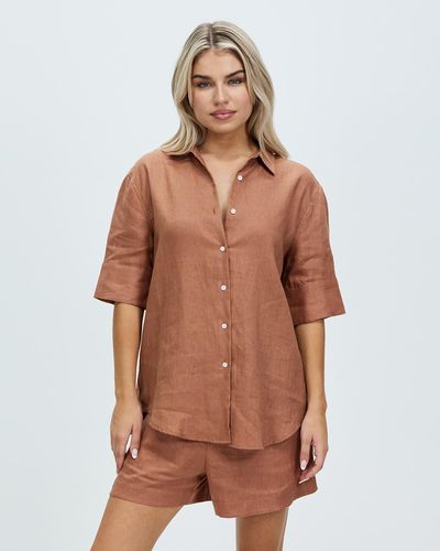 White By FTL Nora Shirt - Brown