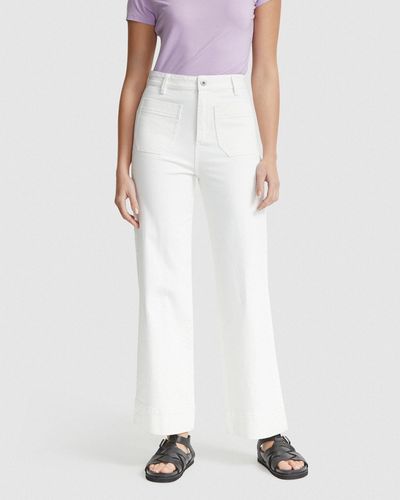 OXFORD Alexa Patch Pocket Wide Leg Jeans - White