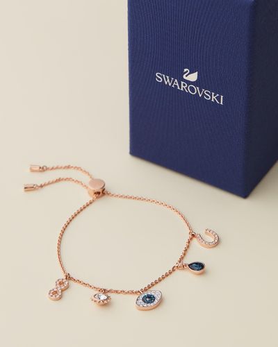 Swarovski Symbolic Bracelet, Infinity, Evil Eye And Horseshoe, Blue, Rose Gold Tone Plated - Multicolour