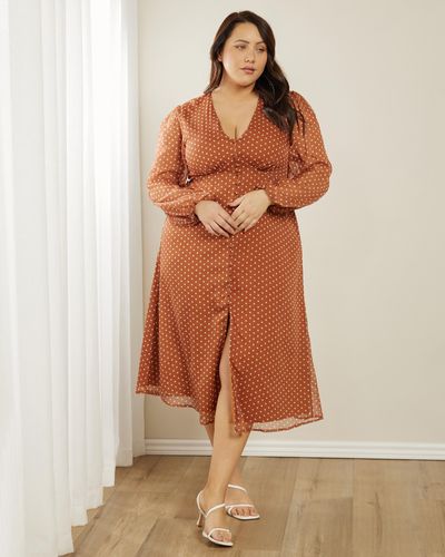 Atmos&Here Curvy Sasha Midi Dress - Brown