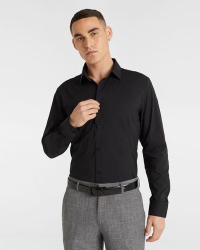 Yd Plain Stretch Slim Fit Shirt - Black
