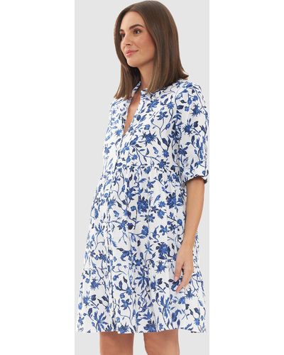 Ripe Maternity Bella Linen Dress - Blue