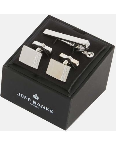 Jeff Banks Tie Bar & Cufflink Set - Black