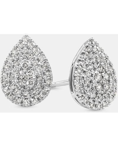 Michael Hill 0.30 Carat Tw Pear Shaped Diamond Cluster Stud Earrings In 10kt Gold - Metallic
