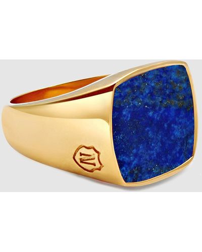 Nialaya Signet Ring With Blue Lapis - Metallic