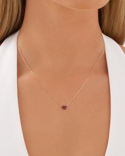 Michael Hill Ruby Pave Heart Pendant In 10kt Gold - White