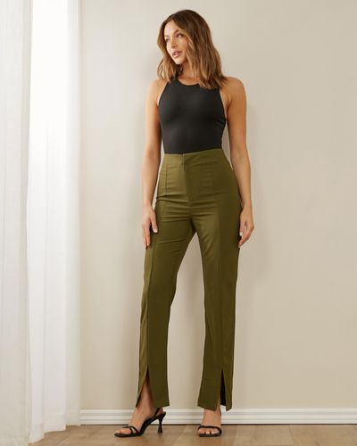 Atmos&Here Cheski Front Slit Trousers - Green