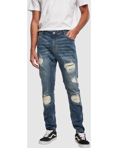 Urban Classics Uc Heavy Destroyed Slim Fit Jeans - Blue