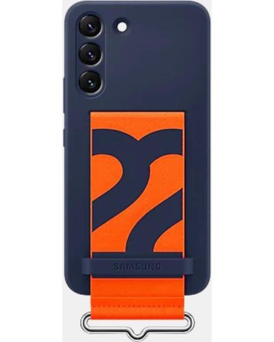 Samsung Galaxy S22 Silicone Cover Case With Strap - Orange