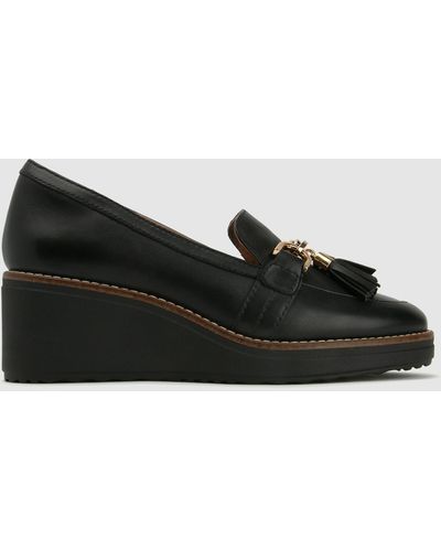 Airflex Delectable Wedge Leather Loafers - Black