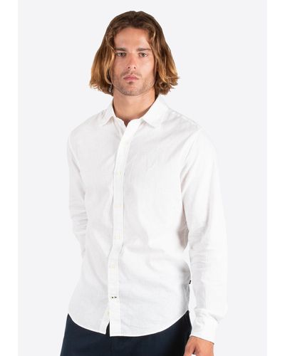 Nautica J Class Collection Long Sleeve Linen Shirt - White
