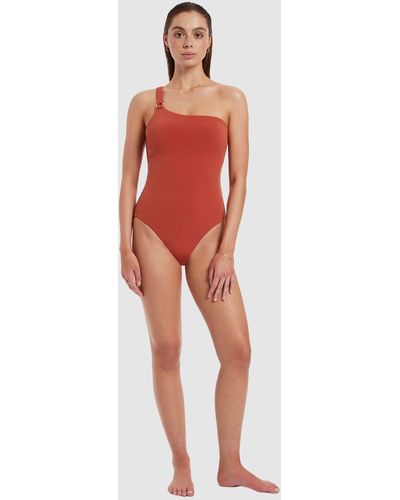 Jets by Jessika Allen Isla Rib One Shoulder One Piece - Red