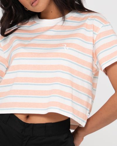 Rusty Camila Stripe Relaxed Crop Tee - White