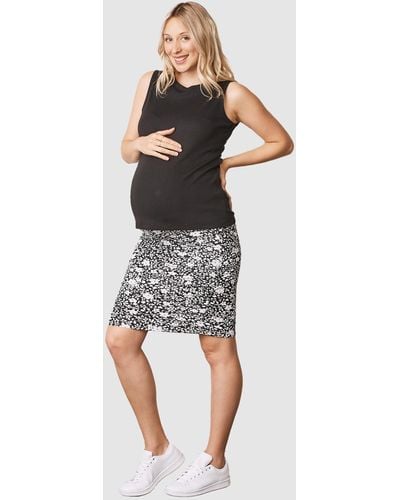 ANGEL MATERNITY 2 Pieces Set Maternity Black Tank Top & Ruched Skirt Outfit - Multicolour