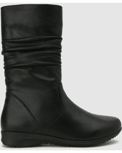 Airflex Corrie Flat Leather Calf Boots - Black