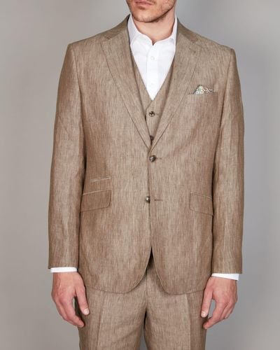 Simon Carter Grant Linen Tailored Suit Jacket - Brown