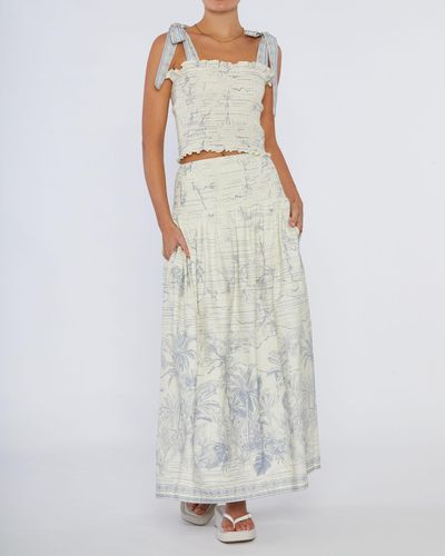 Amelius Fresco Linen Shirred Skirt - Multicolour