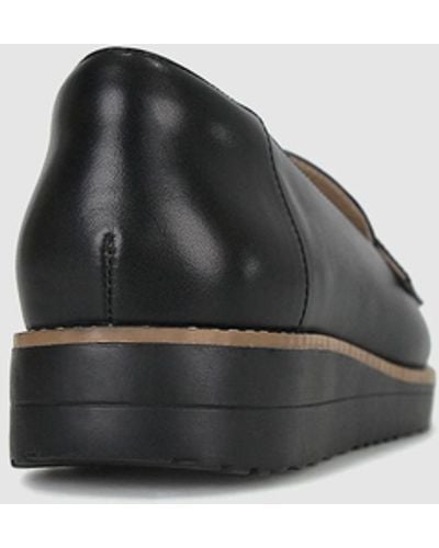 Airflex Dori Leather Wedge Loafers - Black