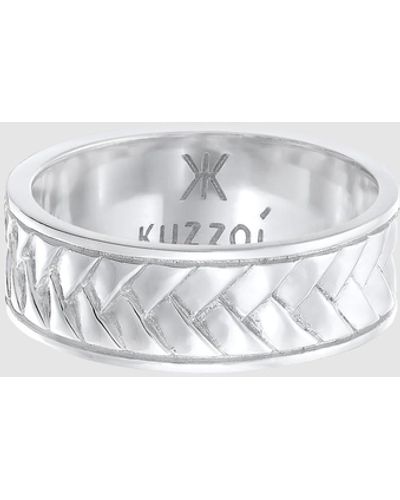 Kuzzoi Iconic Exclusive Ring Men Herringbone Vintage Look In 925 Sterling - Metallic