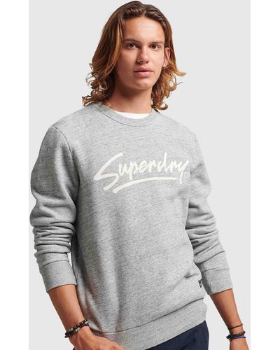 Superdry Vintage Downtown Script Crew Sweatshirt - Grey