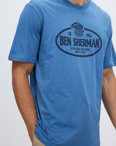 Ben Sherman Stacking Records Tee - Blue