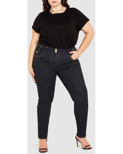 City Chic Harley Zip Me Skinny Jean - Black