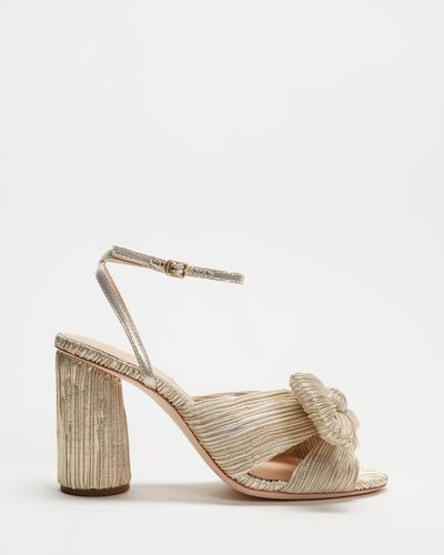 Loeffler Randall Camellia Pleated Knot Heeled Sandal With Ankle Strap - Multicolour