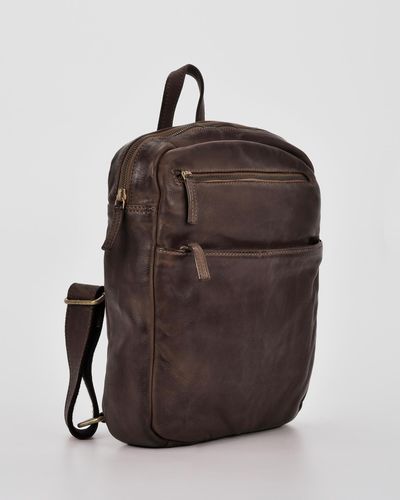 Cobb & Co Rocklea Washed Leather Backpack - Brown