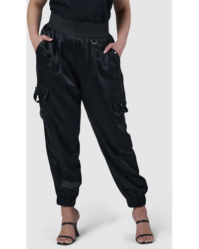 Sunday In The City Jaded Satin Cargo Trousers - Black