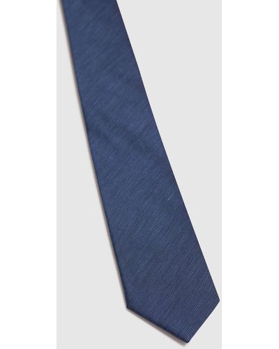OXFORD Navy Solid Woven Tie - Blue