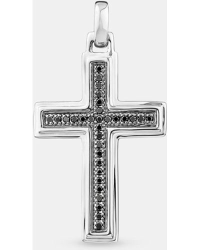 Michael Hill Cross Necklace With 0.30 Carat Tw Of Black Diamonds - White