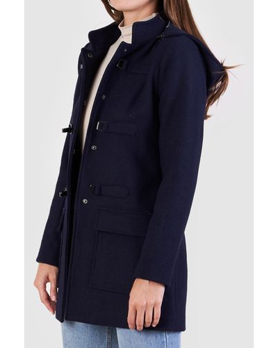 Amelius Blaze Wool Hooded Jacket Coat - Blue