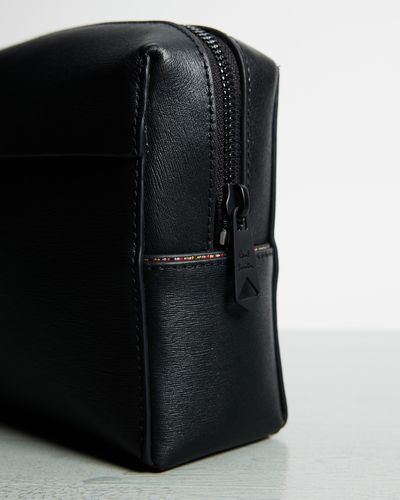 Paul Smith Leather Signature Wash Bag - Black