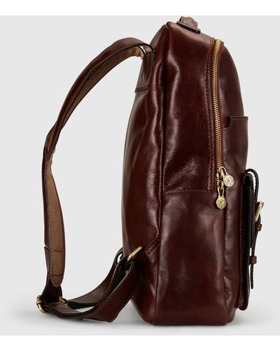 Republic of Florence Salvador Leather Laptop Backpack - Brown