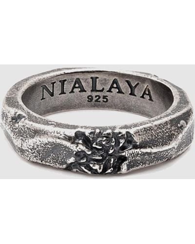 Nialaya Carved Vintage Ring - Metallic