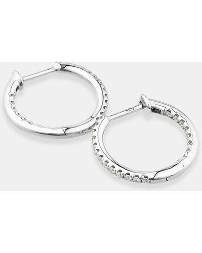 Michael Hill Hoop Earrings With 0.50 Carat Tw Of Diamonds In 10kt Gold - White