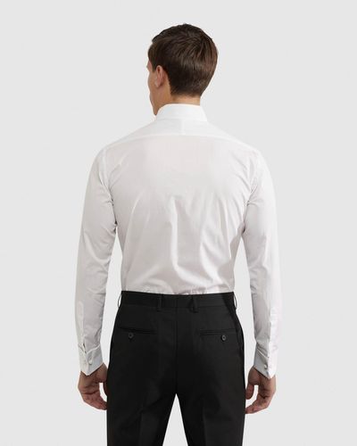 OXFORD Dinner Shirt With Front Pleats - White