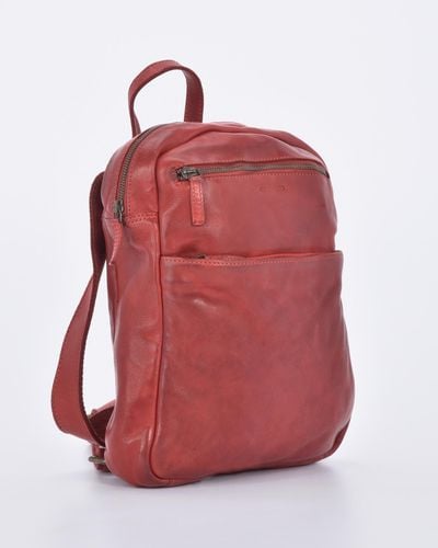 Cobb & Co Rocklea Washed Leather Backpack - Red