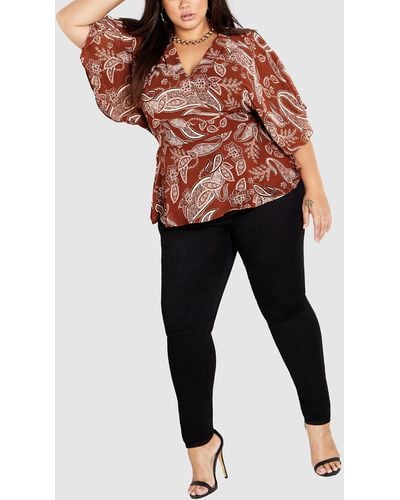 City Chic Paisley Top - Red