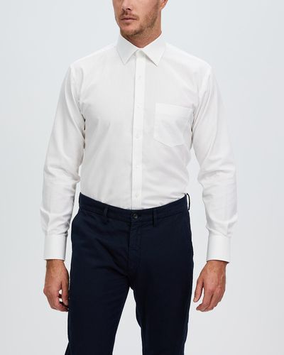 Van Heusen Euro Tailored Fit Shirt Self Stripe - White