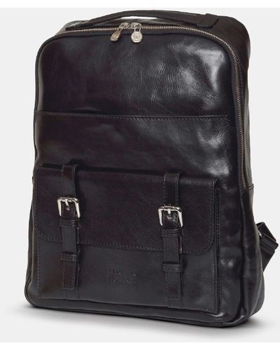 Republic of Florence Salvador Leather Laptop Backpack - Black